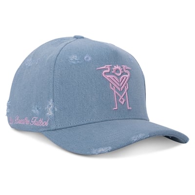 Inter Miami CF Live Breathe Futbol Unisex Distressed Snapback Hat - Light Blue