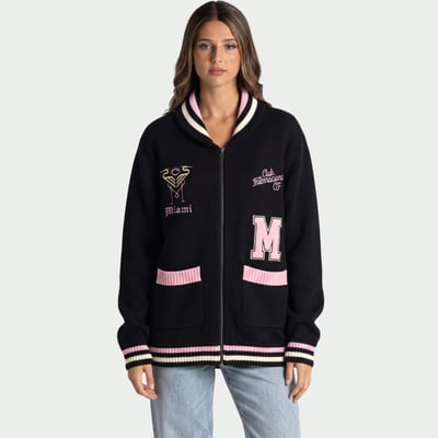 Inter Miami CF The Wild Collective Unisex Jacquard Full-Zip Sweater - Black