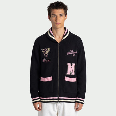 Inter Miami CF The Wild Collective Unisex Jacquard Full-Zip Sweater - Black