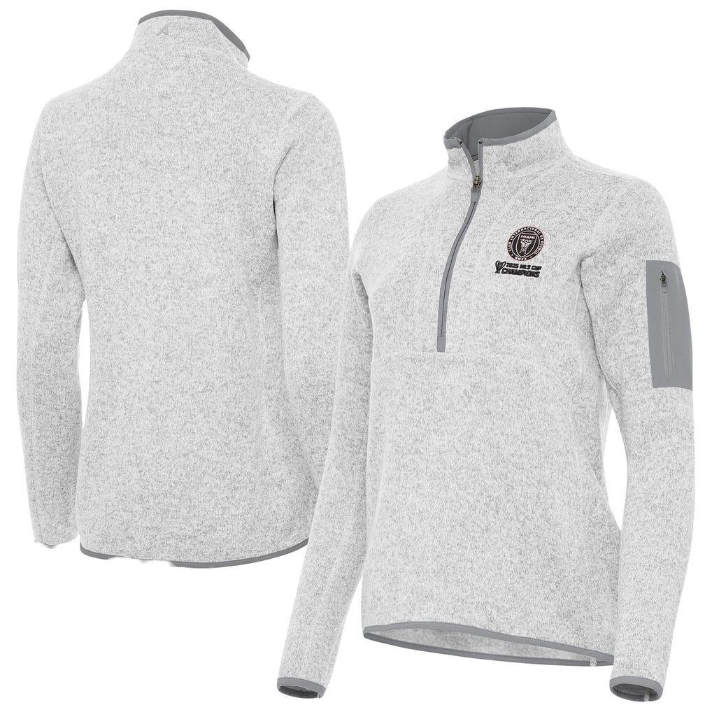  Inter Miami CF Antigua Women's 2025 MLS Cup Champions Fortune Half-Zip Sweatshirt - Heather Gray