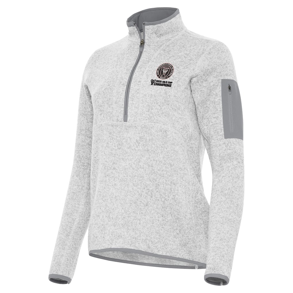  Inter Miami CF Antigua Women's 2025 MLS Cup Champions Fortune Half-Zip Sweatshirt - Heather Gray