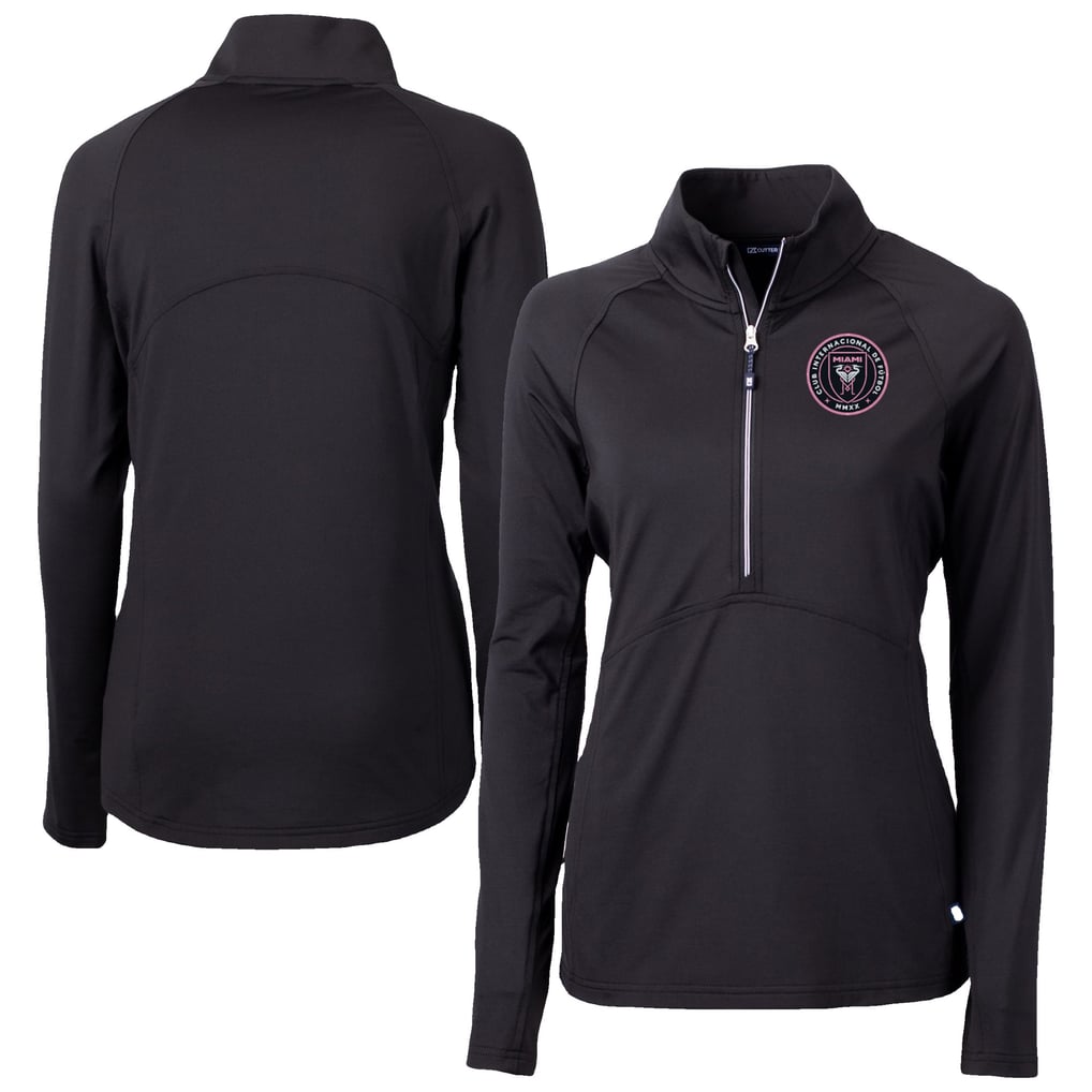  Inter Miami CF Cutter & Buck Women's Adapt Eco Knit Stretch Recycled Half-Zip Top - Black