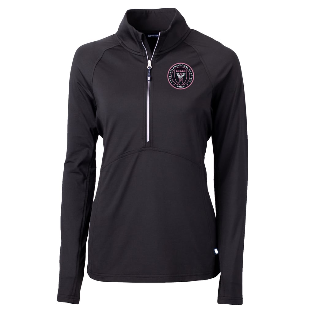  Inter Miami CF Cutter & Buck Women's Adapt Eco Knit Stretch Recycled Half-Zip Top - Black