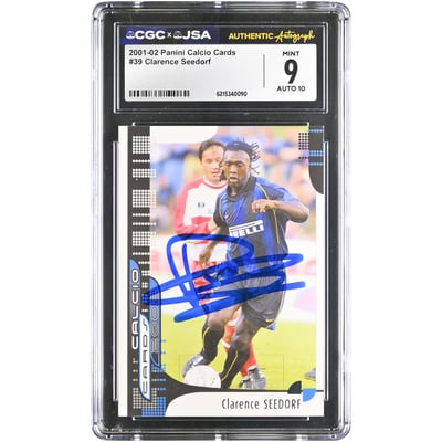 Clarence Seedorf Inter Milan Autographed 2001-02 Panini Calcio Cards #39 CGC Authenticated 9/10 Card