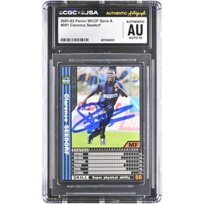 Clarence Seedorf Inter Milan Autographed 2001-02 Panini WCCF Serie A #91 CGC Authenticated AUTO 10 Card