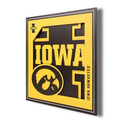 Iowa Hawkeyes Fanpoint 12'' x 12'' 3D Logo Wall Art