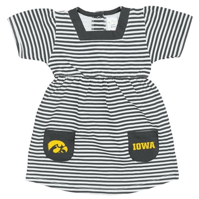 Iowa Hawkeyes Little King Girls Toddler Square Neck Striped Dress - Black