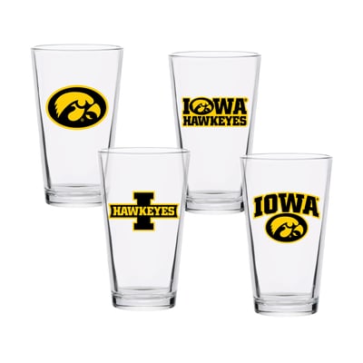 Iowa Hawkeyes 16oz. Collector Pint Glass Four-Piece Set