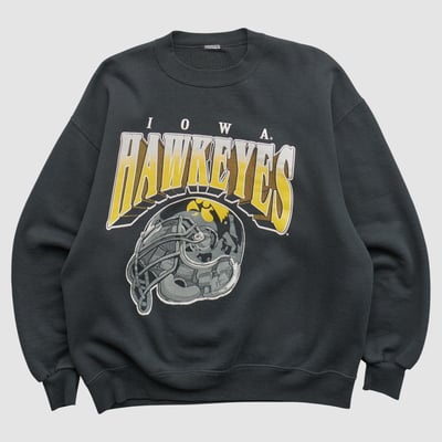 Iowa Hawkeyes 90s Pullover Sweatshirt - Black - S by Fanatics Real Vintage