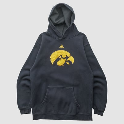 Iowa Hawkeyes Adidas 2010s Hooded Pullover Sweatshirt - Black - S by Fanatics Real Vintage