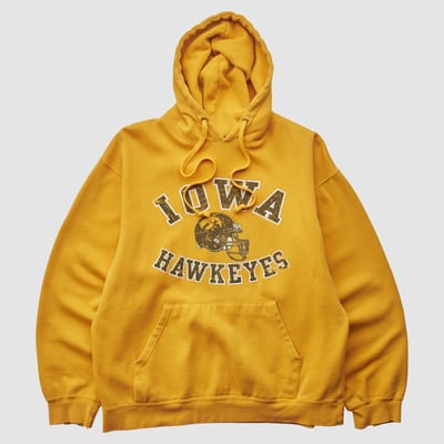 Iowa Hawkeyes Campus One 2010s Hooded Pullover Sweatshirt - Yellow - S by Fanatics Real Vintage