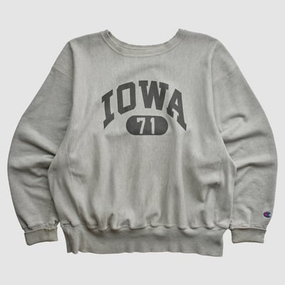 Iowa Hawkeyes Champion 90s Pullover Sweatshirt - Heather Gray - S by Fanatics Real Vintage