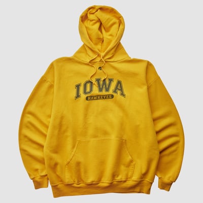 Iowa Hawkeyes Cotton Exchange 2000s Hooded Pullover Sweatshirt - Yellow - S by Fanatics Real Vintage