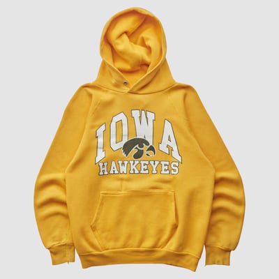 Iowa Hawkeyes Discus Athletic 90s Hooded Pullover Sweatshirt - Yellow - XS by Fanatics Real Vintage