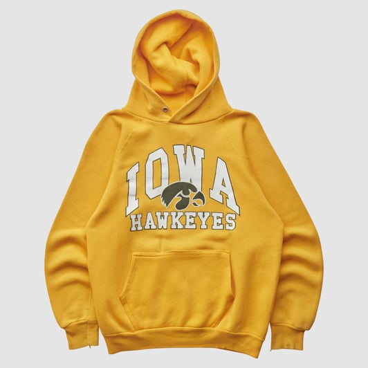 Iowa Hawkeyes Discus Athletic 90s Hooded Pullover Sweatshirt - Yellow - XS by Fanatics Real Vintage