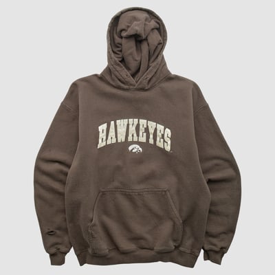 Iowa Hawkeyes Gildan 2000s Hooded Pullover Sweatshirt - Brown - S by Fanatics Real Vintage