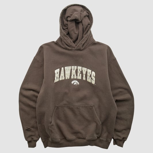 Iowa Hawkeyes Gildan 2000s Hooded Pullover Sweatshirt - Brown - S by Fanatics Real Vintage