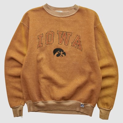 Iowa Hawkeyes Logo 7 90s Pullover Sweatshirt - Clay - XXS by Fanatics Real Vintage