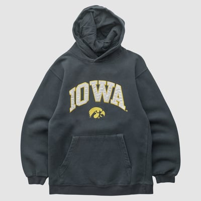 Iowa Hawkeyes Reebok 2010s Hooded Pullover Sweatshirt - Black - XS by Fanatics Real Vintage