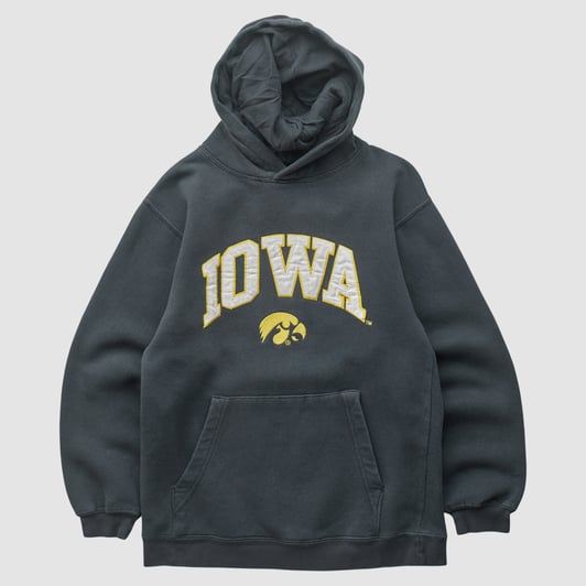Iowa Hawkeyes Reebok 2010s Hooded Pullover Sweatshirt - Black - XS by Fanatics Real Vintage