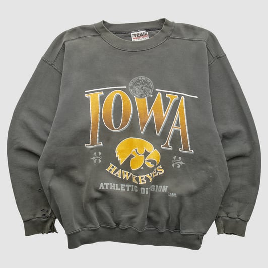 Iowa Hawkeyes Team Edition Apparel 90s Pullover Sweatshirt - Charcoal - XL by Fanatics Real Vintage
