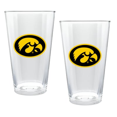 Iowa Hawkeyes Two-Piece 16oz. Double Play Pint Glass Set