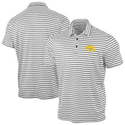 Iowa Hawkeyes Antigua Space Stripe Polo - Black