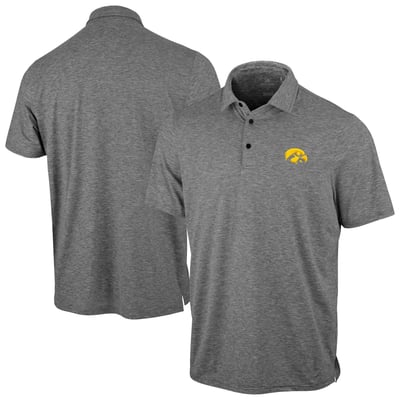 Iowa Hawkeyes Antigua Static Polo - Heather Black