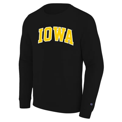  Iowa Hawkeyes Champion Arch Applique Big & Tall Sweatshirt - Black
