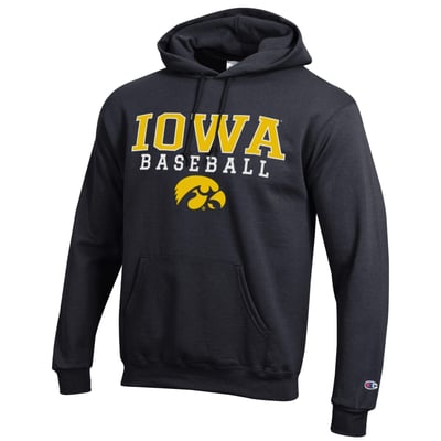  Iowa Hawkeyes Champion Baseball Stacked Pullover Hoodie - Black