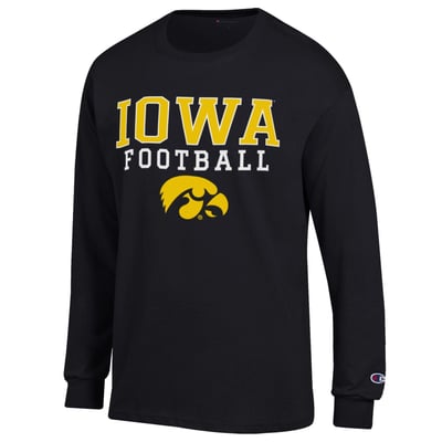Iowa Hawkeyes Champion Football Stack Long Sleeve T-Shirt - Black