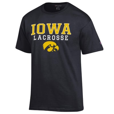  Iowa Hawkeyes Champion Lacrosse Stacked T-Shirt - Black