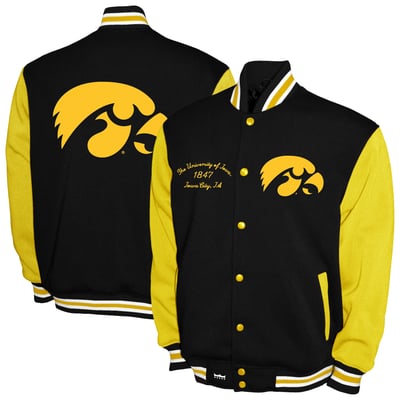 Iowa Hawkeyes Franchise Club Fleece Varsity Full-Snap Jacket - Black