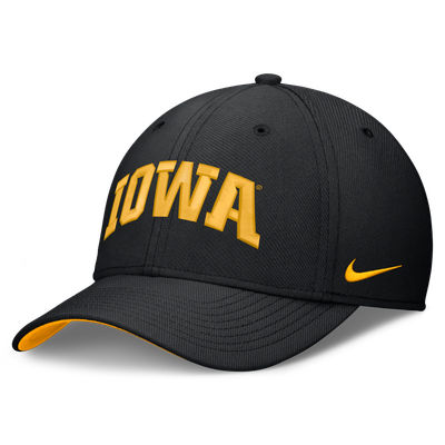  Iowa Hawkeyes Nike Primetime Team Rise Flex Hat - Black