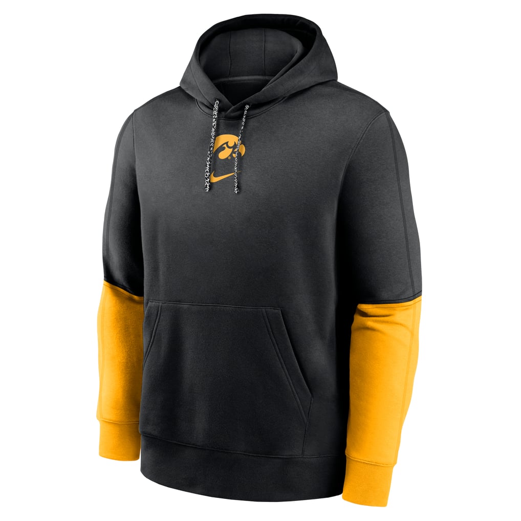 Iowa Hawkeyes Nike 2024 Sideline Club Pullover Hoodie - Black/Gold