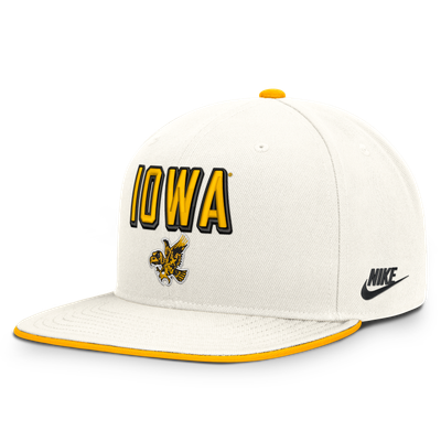  Iowa Hawkeyes Nike Legacy Letter & Mascot Pro Snapback Hat - White