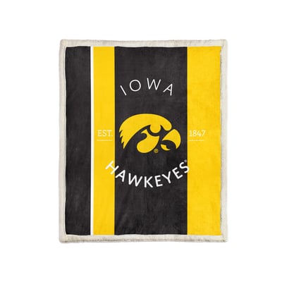 Iowa Hawkeyes Pegasus Block Stripe 50" x 60" Ultra Cozy Sherpa Blanket