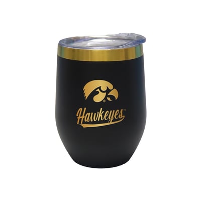 Iowa Hawkeyes The Memory Company 12oz. Stainless Steel Gold Lettering Stemless Wine Tumbler