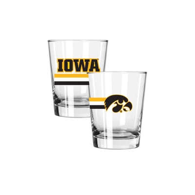 Iowa Hawkeyes The Memory Company Two-Piece 15oz. Big Stripes Double Old Fashioned Glass Set