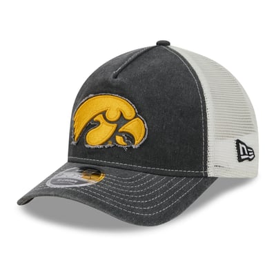 Iowa Hawkeyes New Era Unisex Faded A-Frame 9FORTY Adjustable Trucker Hat - Black
