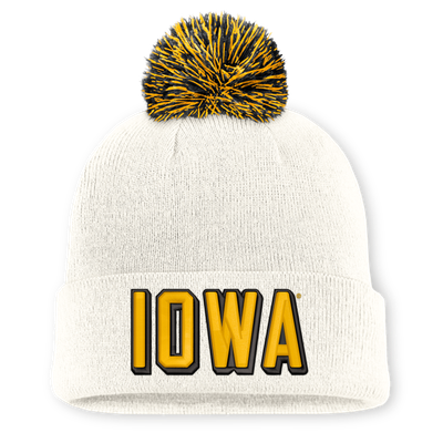 Iowa Hawkeyes Nike Unisex Letter Mascot Knit Hat with Pom - White