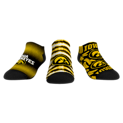  Iowa Hawkeyes Rock Em Unisex Make Some Noise Three-Pack Low-Cut Socks Set - Black