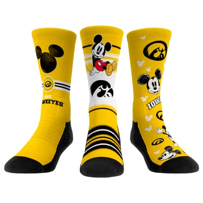  Iowa Hawkeyes Rock Em Unisex Disney Three-Pack Crew Socks - 