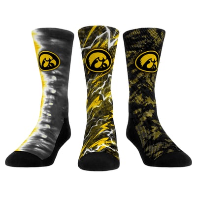 Iowa Hawkeyes Rock Em Unisex Team Tones Three-Pack Crew Socks