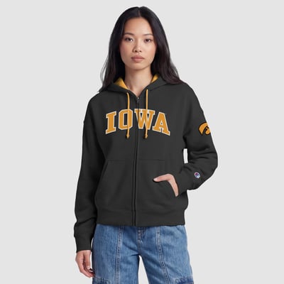 Iowa Hawkeyes Champion Women's Arch Full-Zip Fleece Hoodie - Black