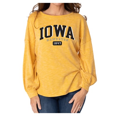 Iowa Hawkeyes Flying Colors Apparel Women's Josie Balloon Sleeve Long Sleeve Tunic T-Shirt - Yellow
