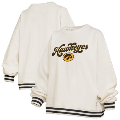 Iowa Hawkeyes Pressbox Women's Bonanza Chenille Ribbed Sweatshirt - Cream