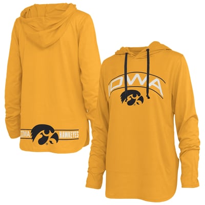 Iowa Hawkeyes Pressbox Women's Allie Long Sleeve Hooded T-Shirt - Gold
