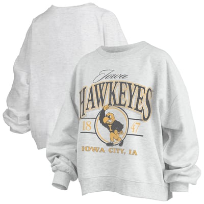 Iowa Hawkeyes Pressbox Women's Oversized Vinson Melange Janise Sweatshirt - Heather Gray