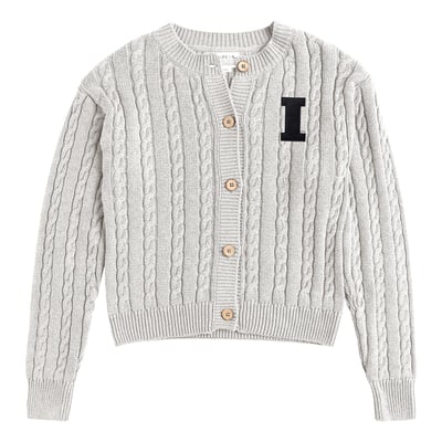  Iowa Hawkeyes Uscape Apparel Women's Renew Cable Cardigan Sweater - Gray